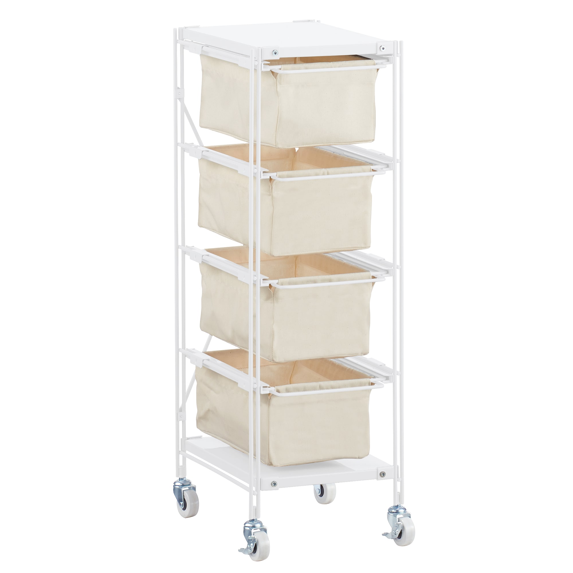 スチールユニットシェルフ帆布バスケットセット・幅２８ｃｍタイプ・ライトグレー