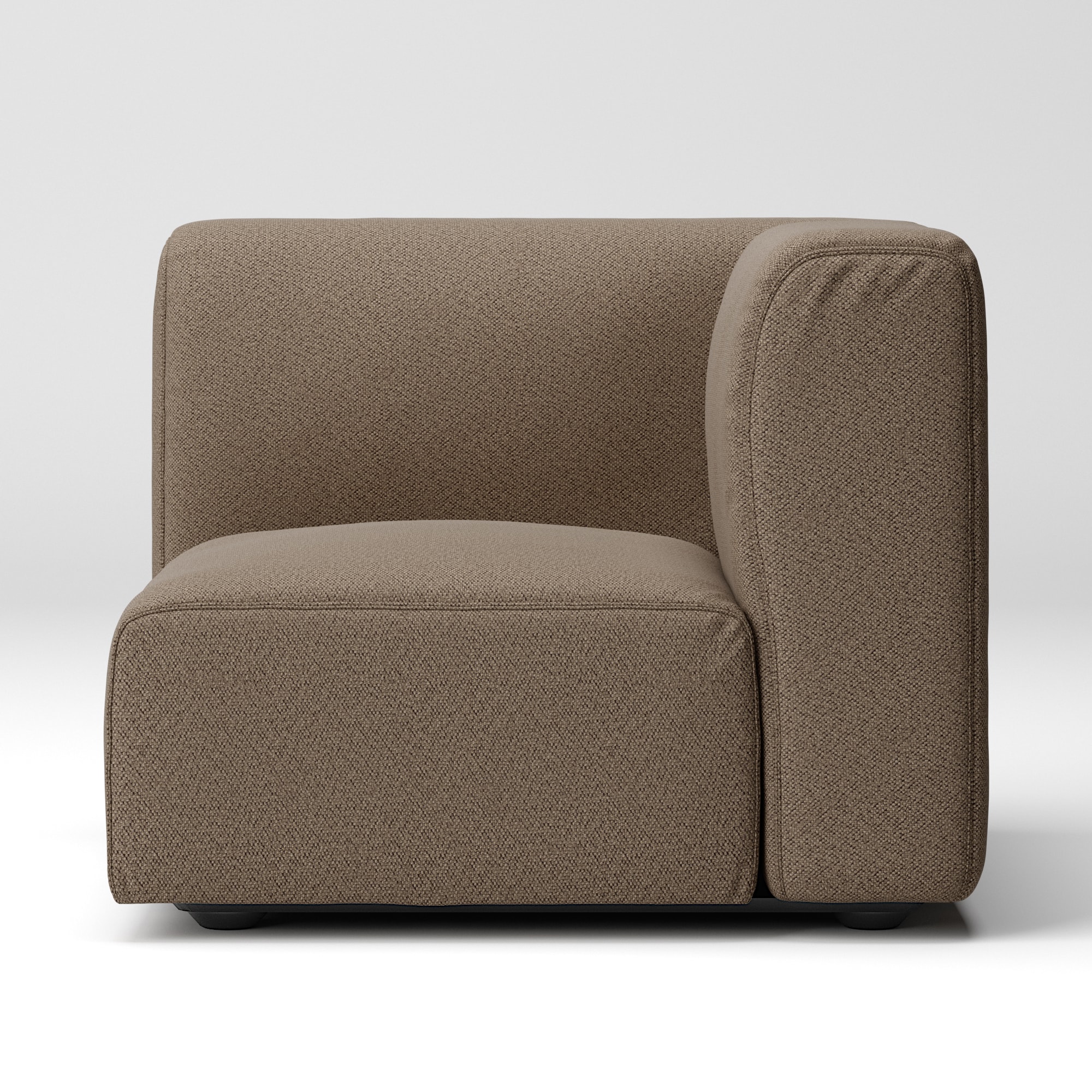 綿太番手ユニットソファ・アーム付・小用カバー／ブラウン