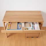 オーク無垢材デスク（引出・足元棚付）