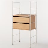 木製収納ケース・引出式・２段・ワイド・オーク材