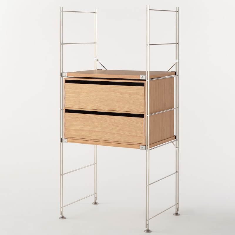 木製収納ケース・引出式・2段・ワイド・オーク材 | 無印良品 