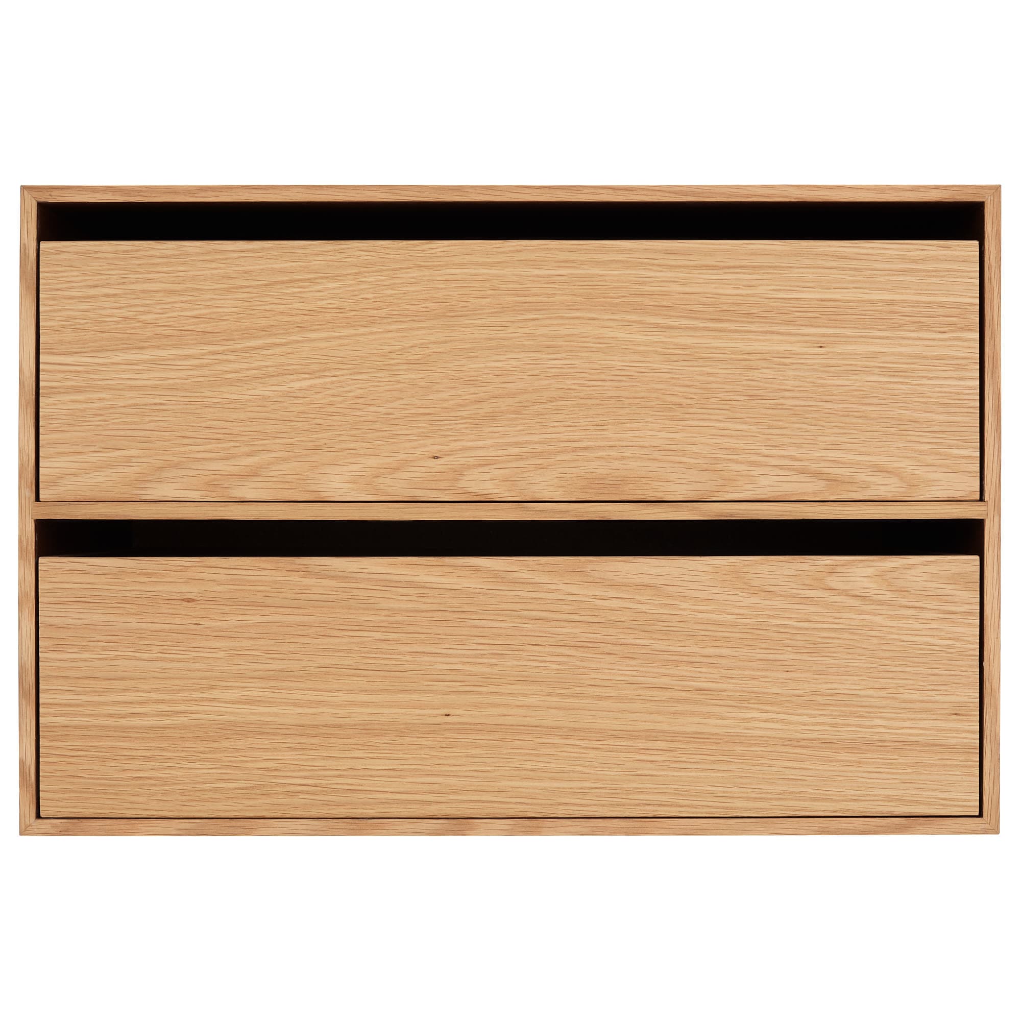 木製収納ケース・引出式・２段・ワイド・オーク材