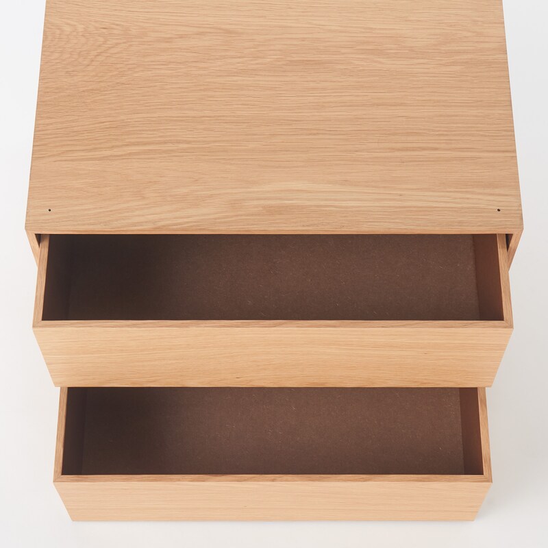 木製収納ケース・引出式・2段・ワイド・オーク材 | 無印良品 