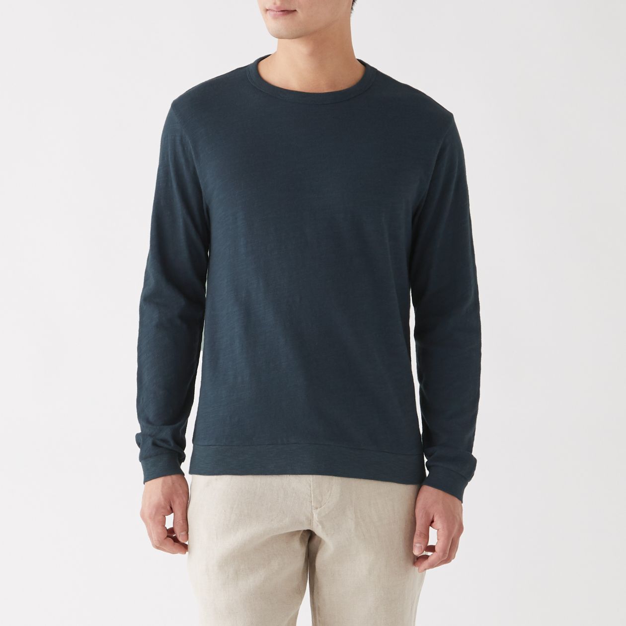 インド綿ムラ糸長袖ｔシャツ 紳士ｓ ダークネイビー Tシャツ カットソー 長袖 七分袖 紳士 メンズ 通販 無印良品