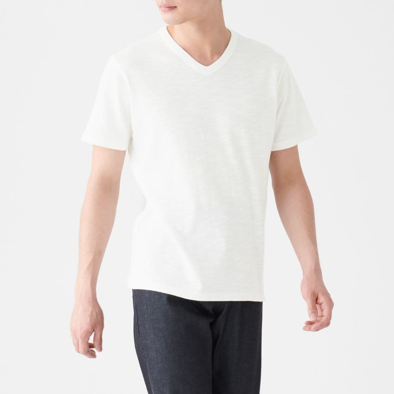 インド綿ムラ糸ｖネック半袖ｔシャツ 紳士ｘｘｌ オフ白 紳士カットソー シャツ 半袖 紳士 メンズ 通販 無印良品