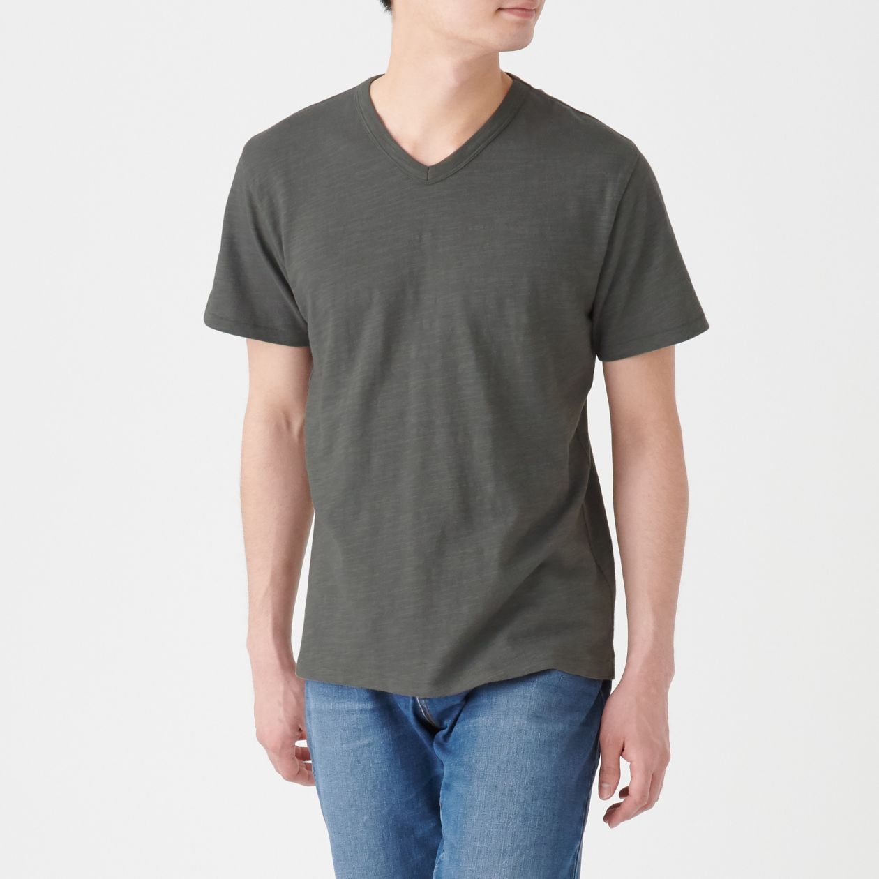 インド綿ムラ糸ｖネック半袖ｔシャツ 紳士ｓ ダークグレー ｔシャツ カットソー シャツ 半袖 紳士 メンズ 通販 無印良品