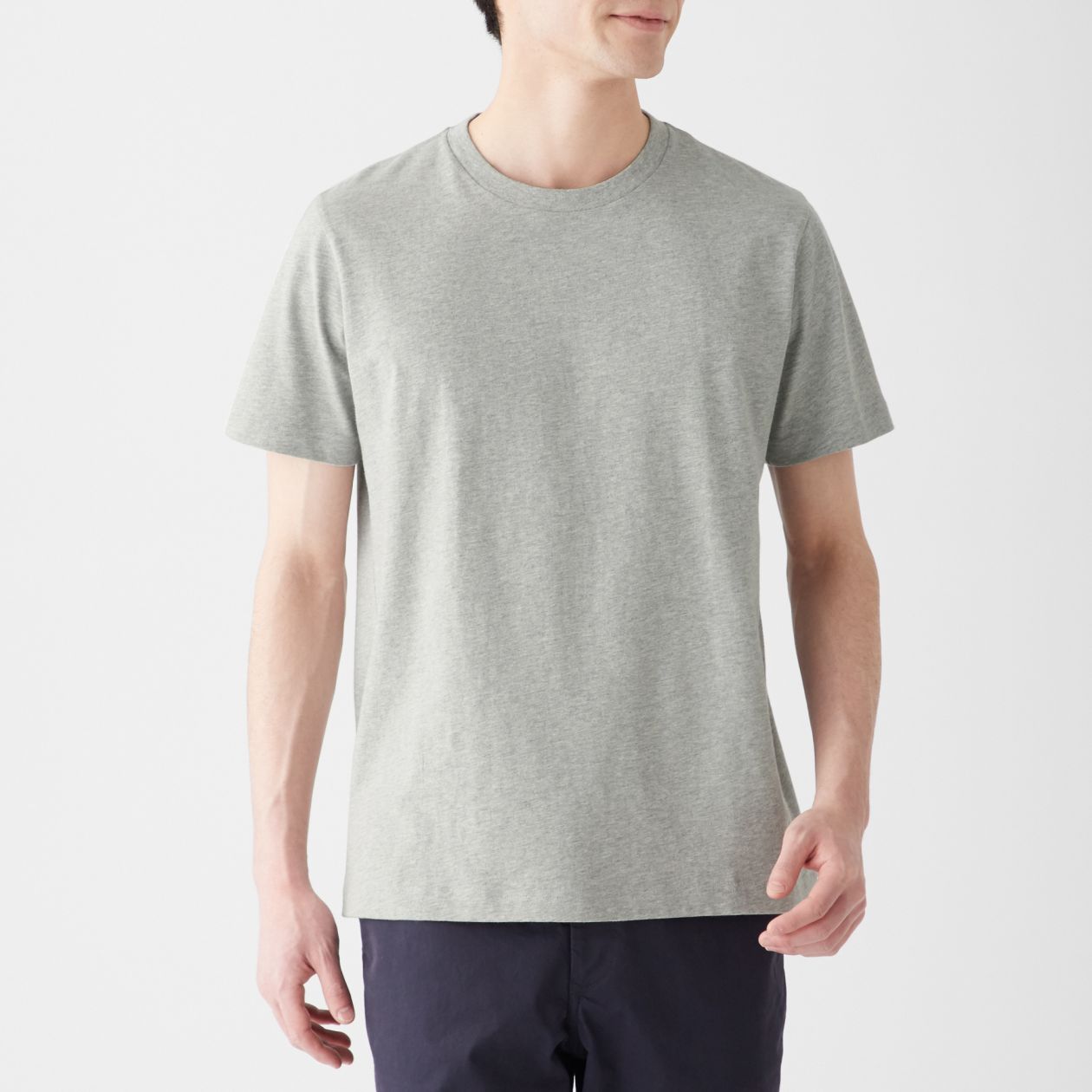 インド綿 天竺編みクルーネック半袖ｔシャツ 紳士ｓ グレー ｔシャツ カットソー 半袖 紳士 メンズ 通販 無印良品