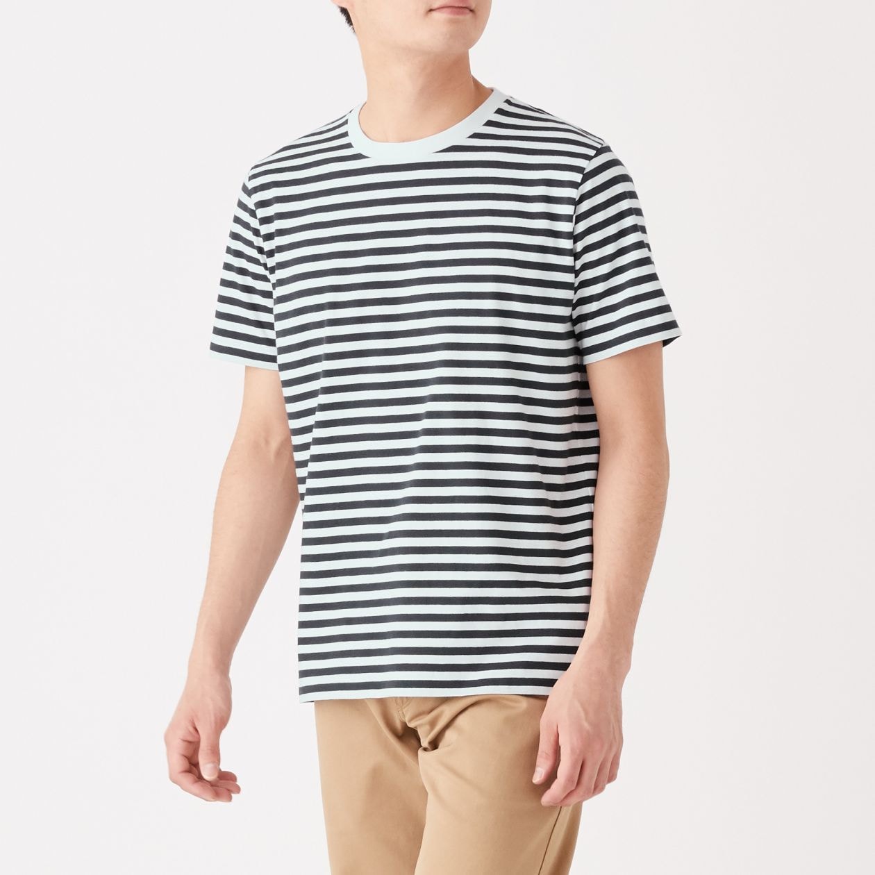 インド綿 天竺編みボーダー半袖ｔシャツ 紳士ｌ ダークネイビー ボーダー ｔシャツ カットソー 半袖 紳士 メンズ 通販 無印良品