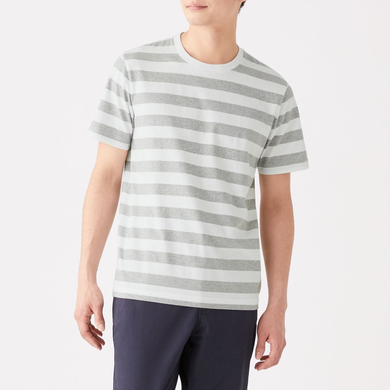 インド綿 天竺編み太ボーダー半袖tシャツ 紳士s グレー ボーダー tシャツ カットソー シャツ 半袖 紳士 メンズ 通販 無印良品 インド綿 天竺編み太ボーダー半袖tシャツ 紳士s グレー ボーダー tシャツ カットソー シャツ 半袖 紳士 メンズ 通販 無印良品