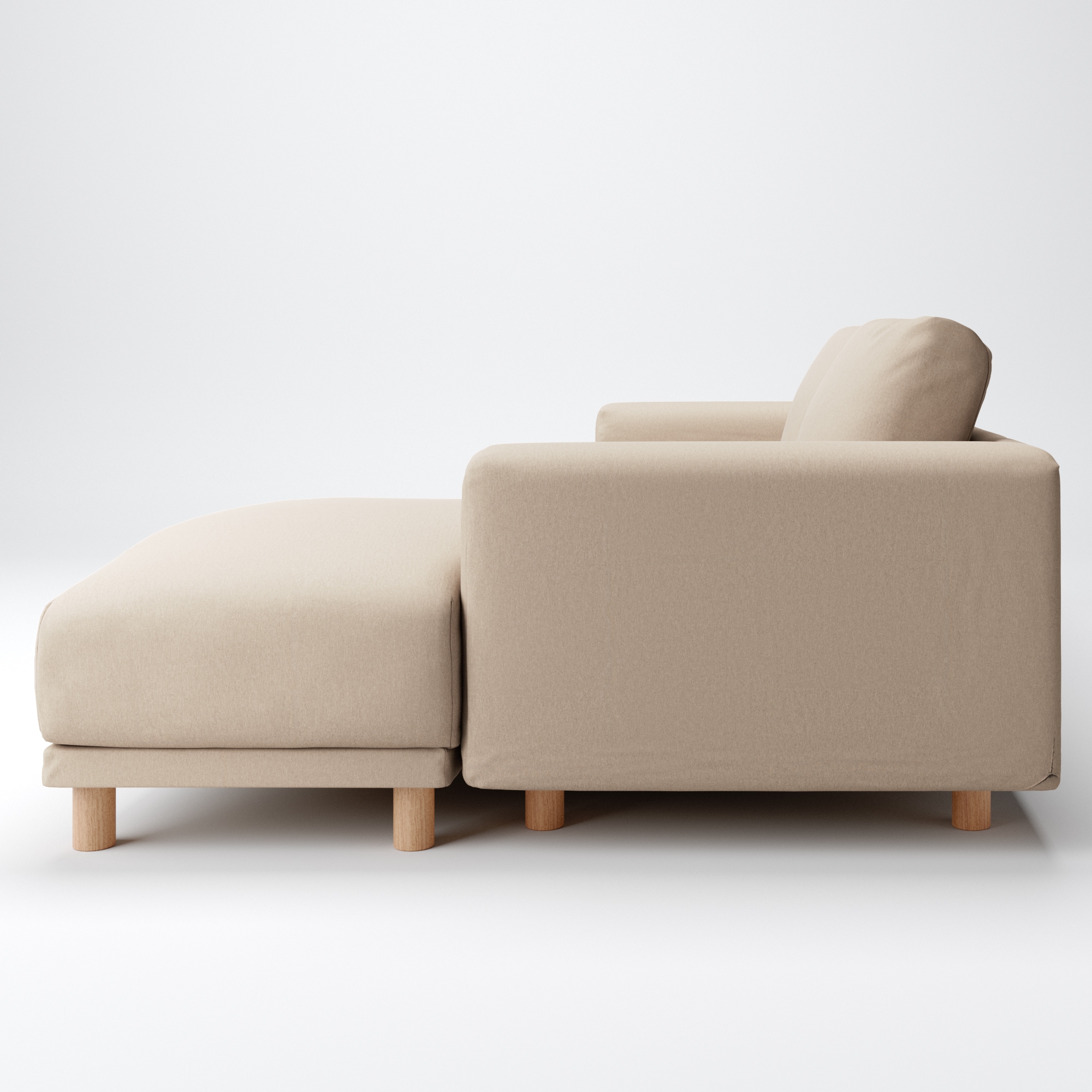 綿平織ソファ本体３シーターフェザーポケットコイルカウチタイプ左用カバー／ベージュ