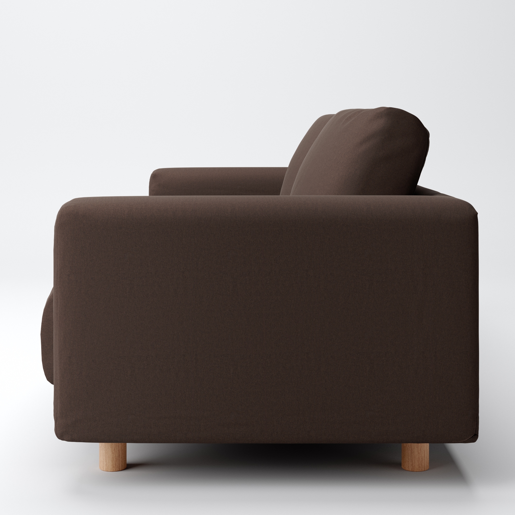 綿平織ソファ本体・３シーター・フェザー・ポケットコイル用カバー／ダークブラウン