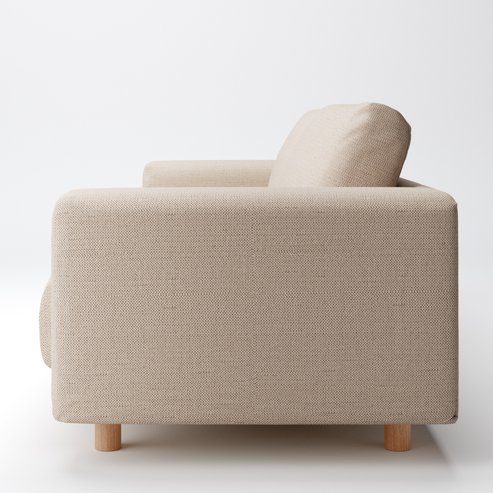 綿ポリエステル変り織ソファ本体３シーターフェザーポケットコイル用カバー／ベージュ