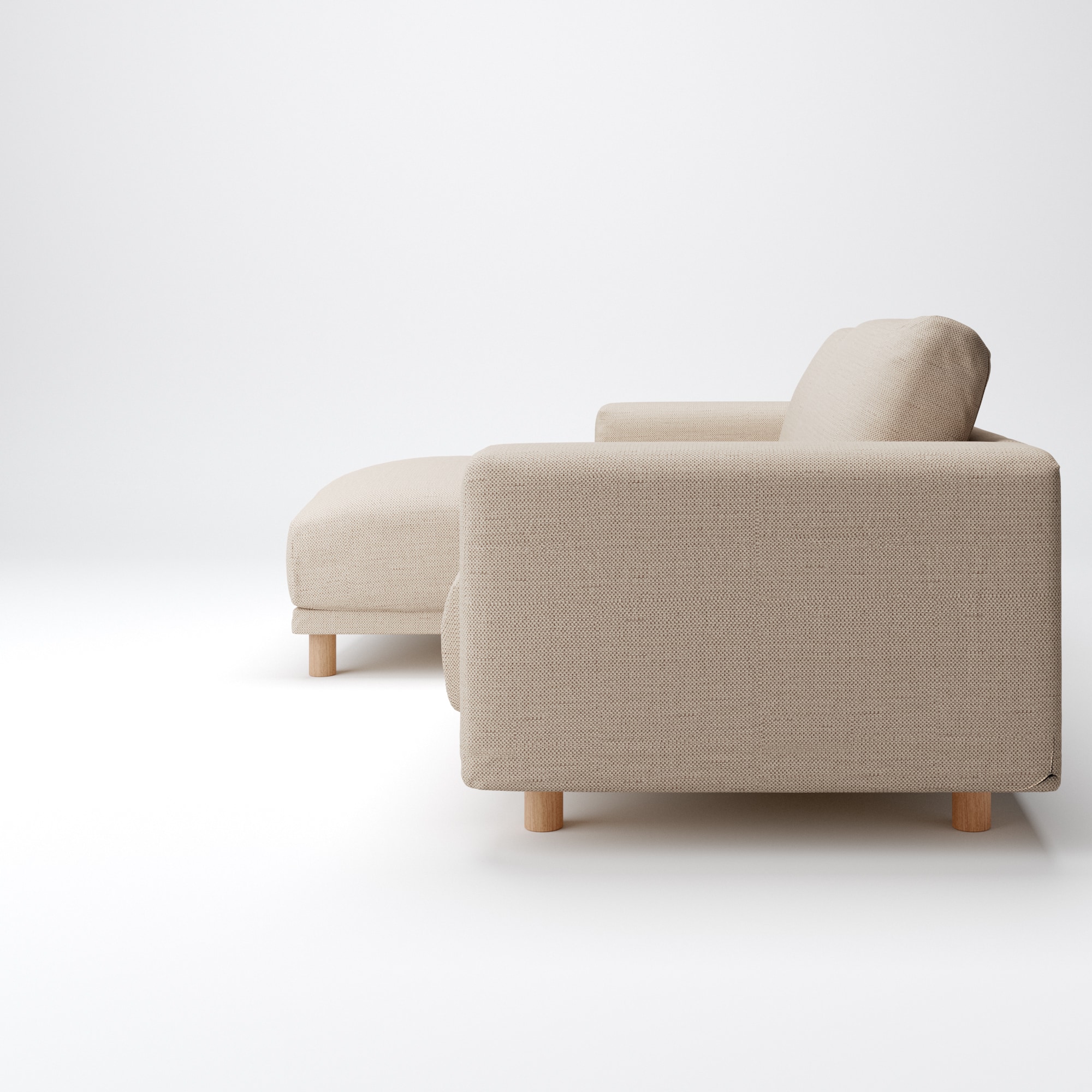 綿ポリエステル変り織ソファ本体３Ｓフェザーポケットコイルカウチタイプ右カバーＢＥ