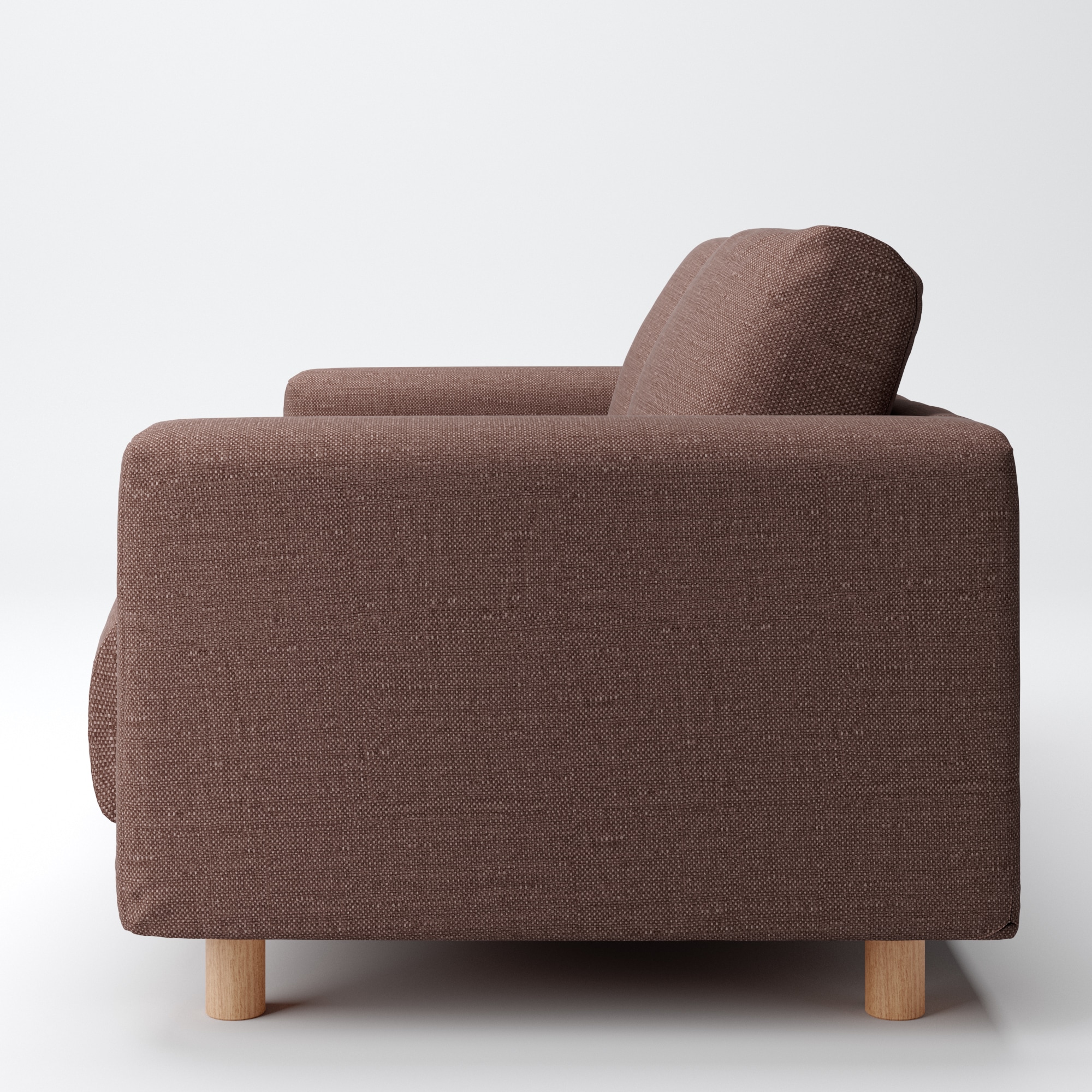 綿ポリエステル変り織ソファ本体２シーターフェザーポケットコイル用カバー／ブラウン