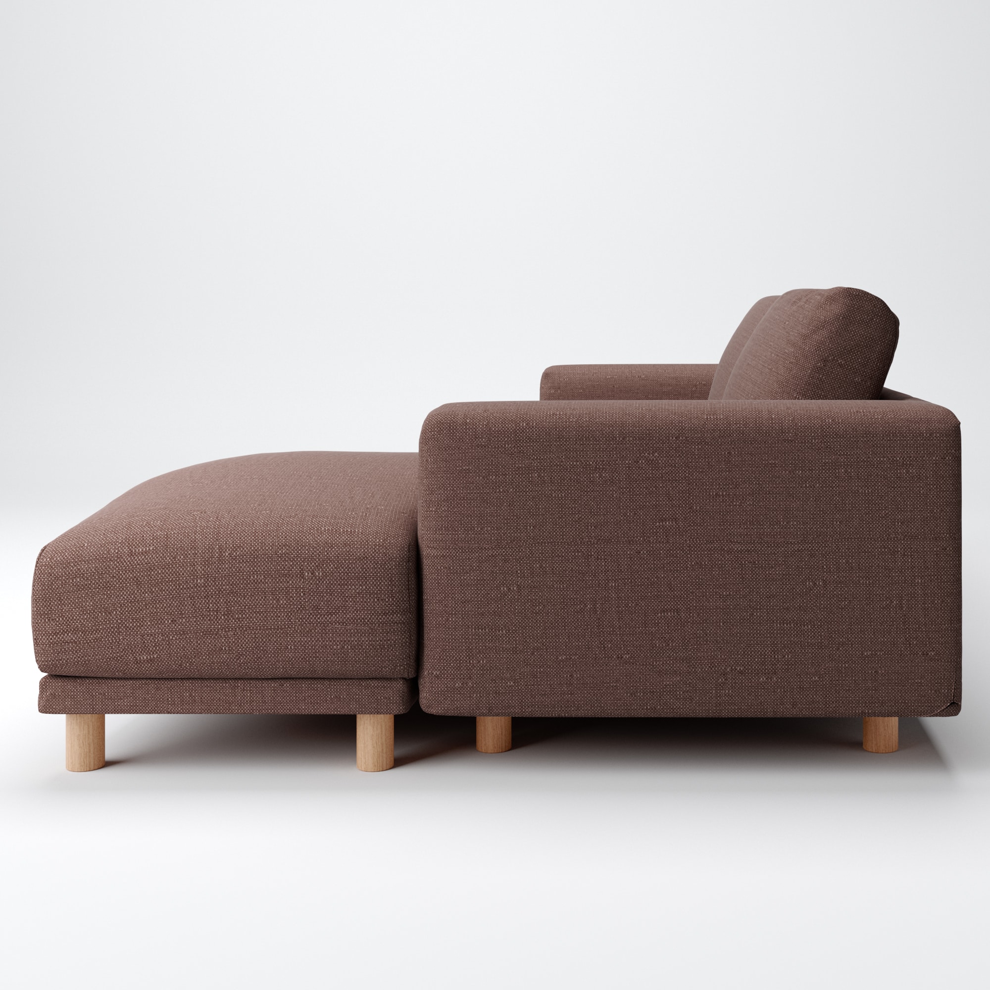 綿ポリエステル変り織ソファ本体３Ｓフェザーポケットコイルカウチタイプ左カバーＢＲ