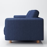 綿デニムソファ本体・３シーター・フェザー・ポケットコイル用カバー／ブルー