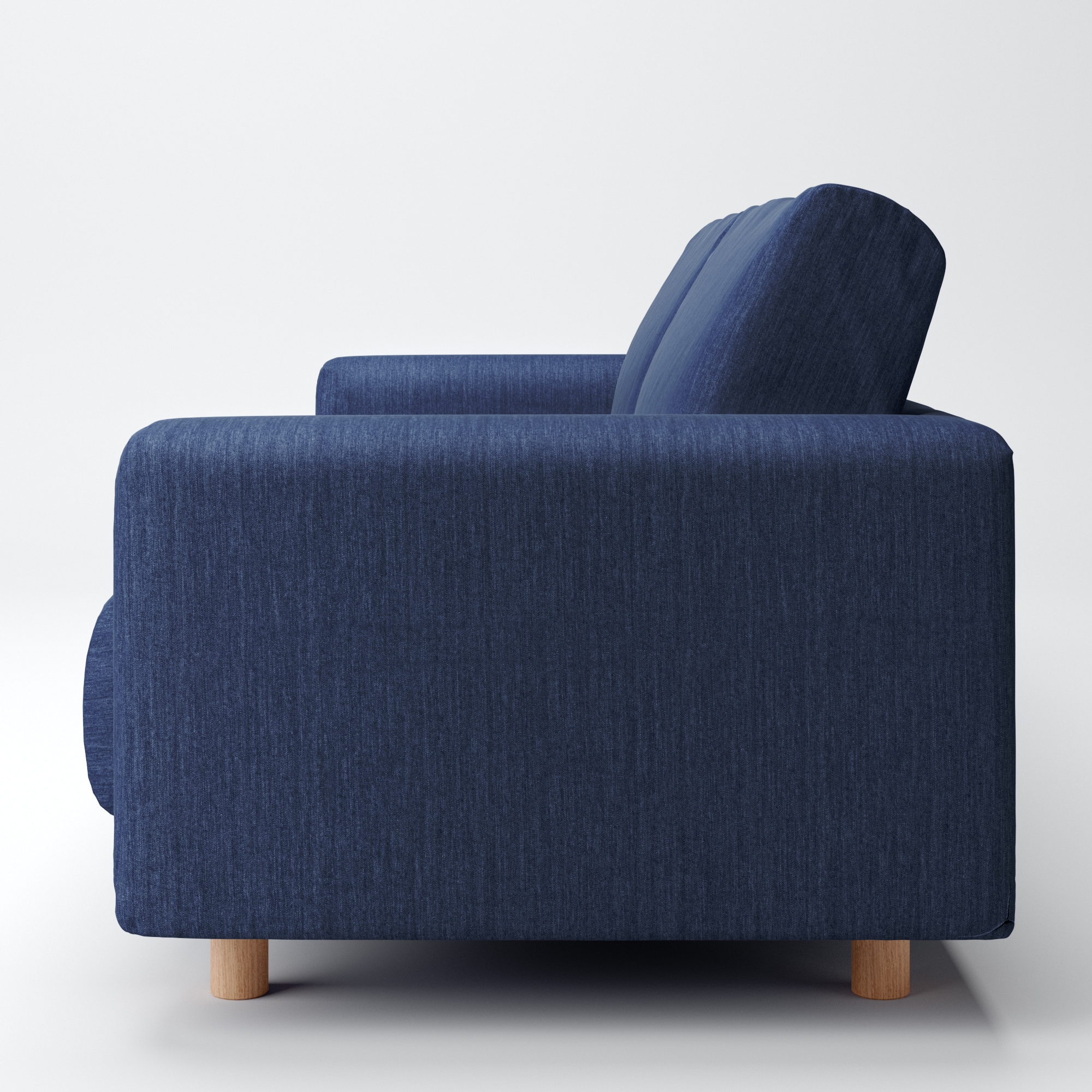 綿デニムソファ本体・３シーター・ウレタン・ポケットコイル用カバー／ブルー