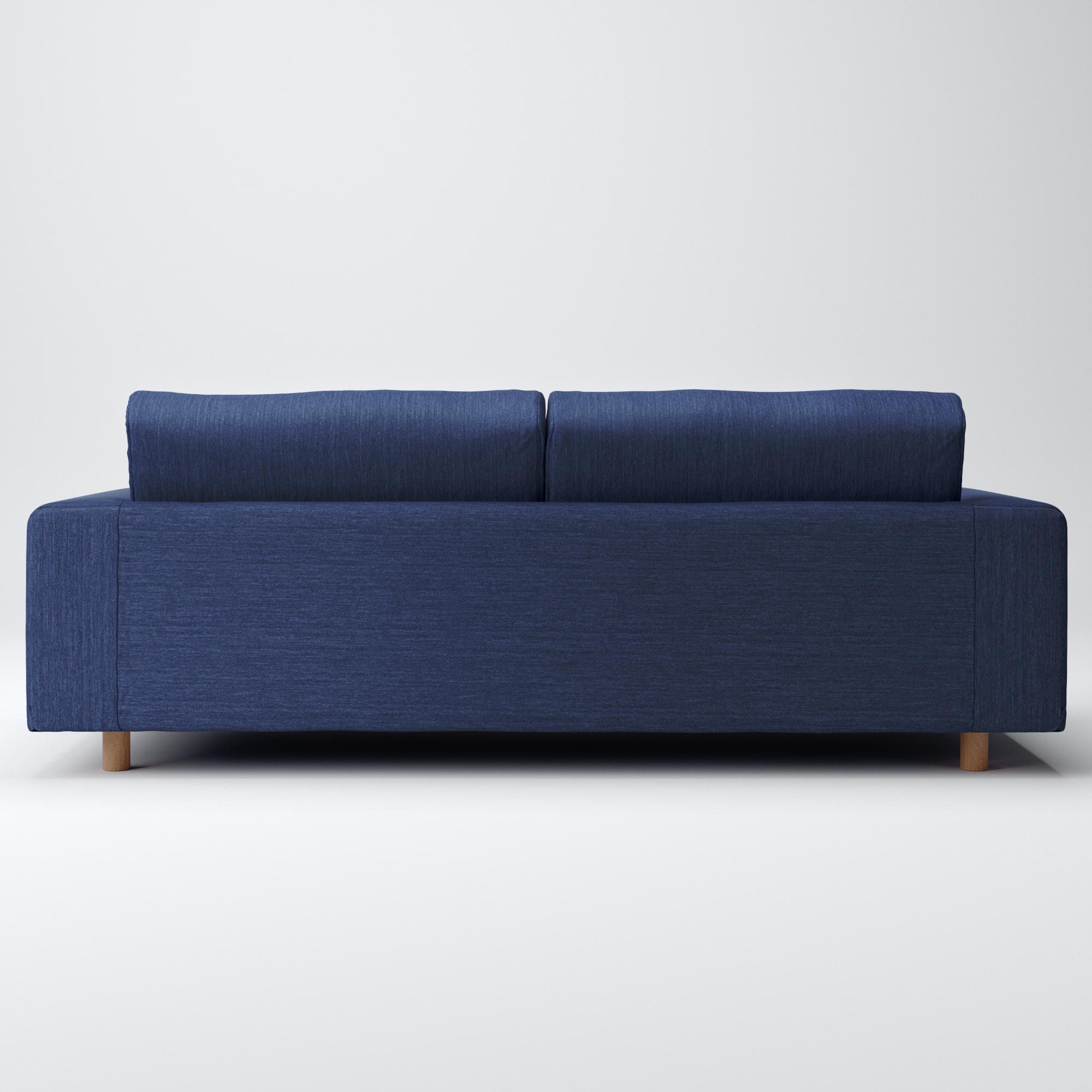 綿デニムソファ本体・３シーター・ウレタン・ポケットコイル用カバー／ブルー