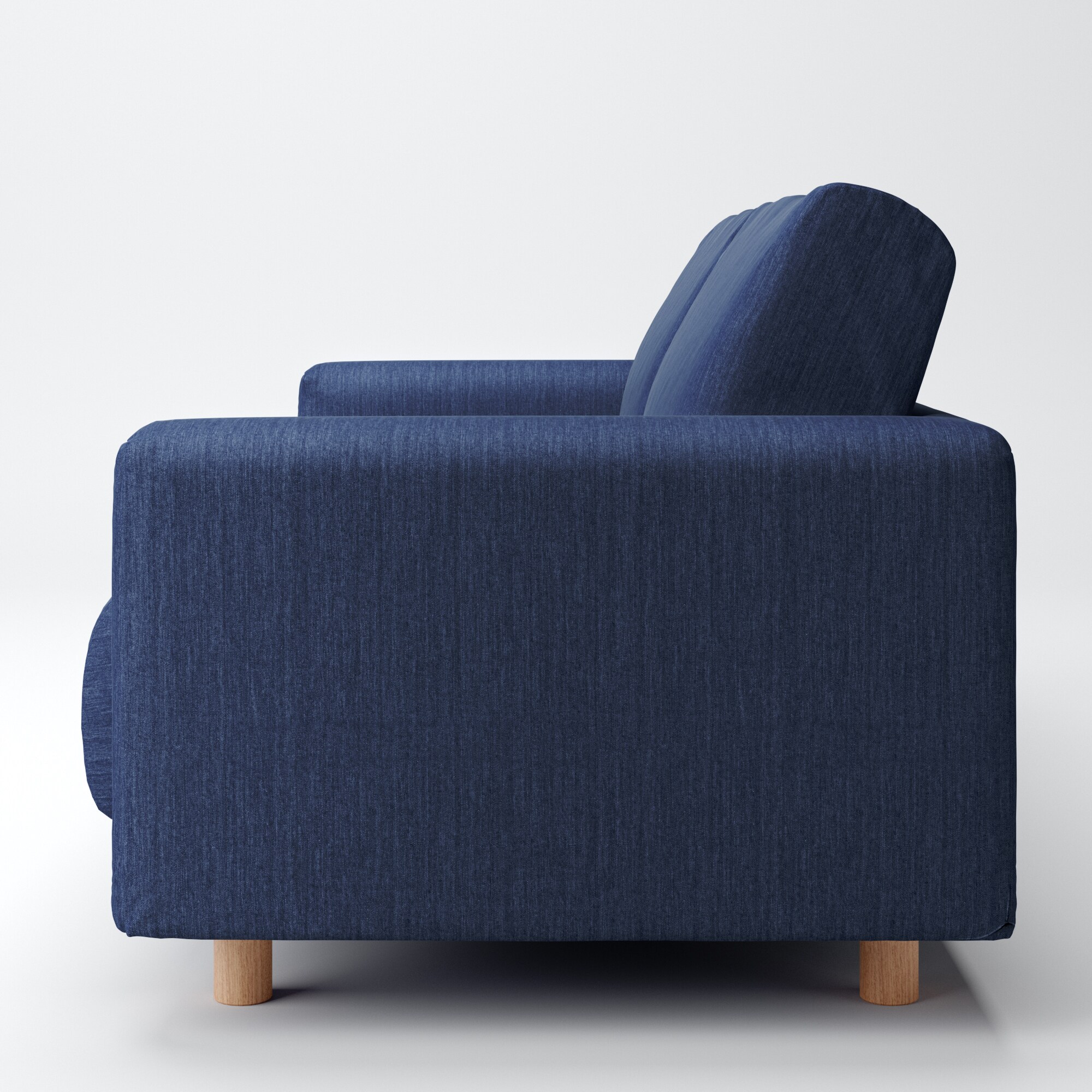 綿デニムソファ本体・２．５シーター・ウレタン・ポケットコイル用カバー／ブルー