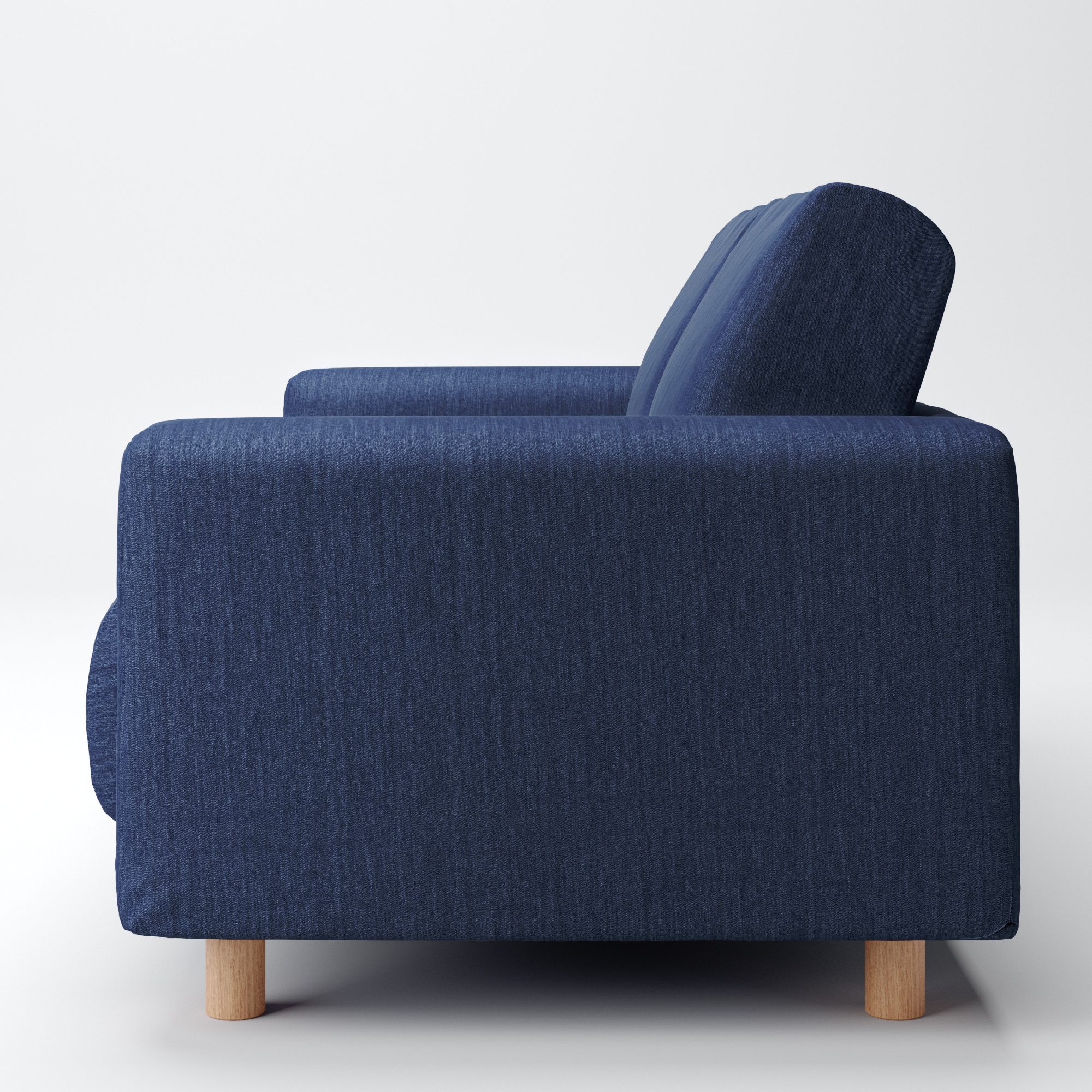 綿デニムソファ本体・２シーター・ウレタン・ポケットコイル用カバー／ブルー