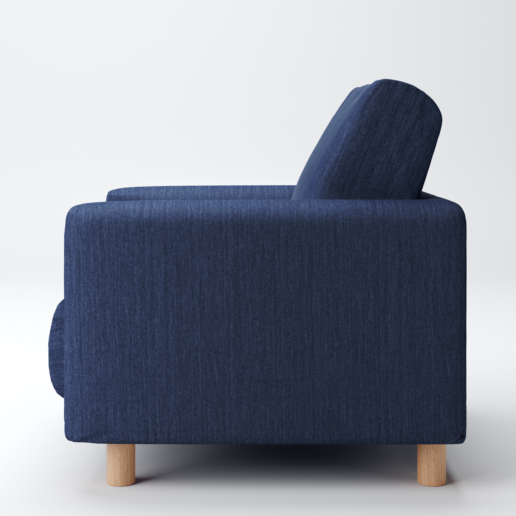 綿デニムソファ本体・１シーター・ウレタン・ポケットコイル用カバー／ブルー