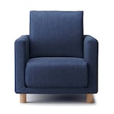 綿デニムソファ本体・１シーター・ウレタン・ポケットコイル用カバー／ブルー