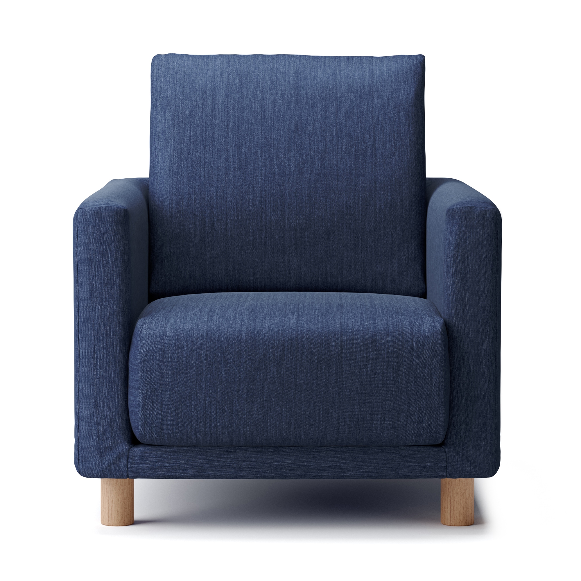 綿デニムソファ本体・１シーター・ウレタン・ポケットコイル用カバー／ブルー