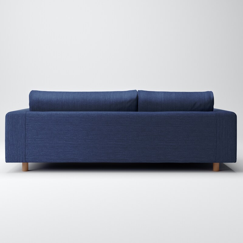 綿デニムソファ本体3シーターフェザーポケットコイルカウチタイプ右用  