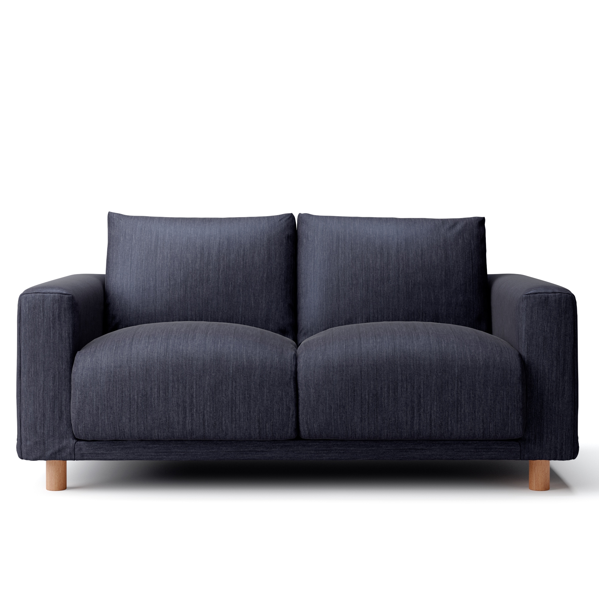 綿デニムソファ本体・２シーター・フェザー・ポケットコイル用カバー／ネイビー