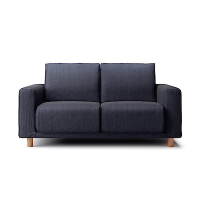 【カバー】綿デニムソファ本体・２シーター・ウレタン・ポケットコイル用カバー／ネイビー