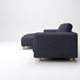 綿デニムソファ本体３シーターフェザーポケットコイルカウチタイプ右用カバーネイビー