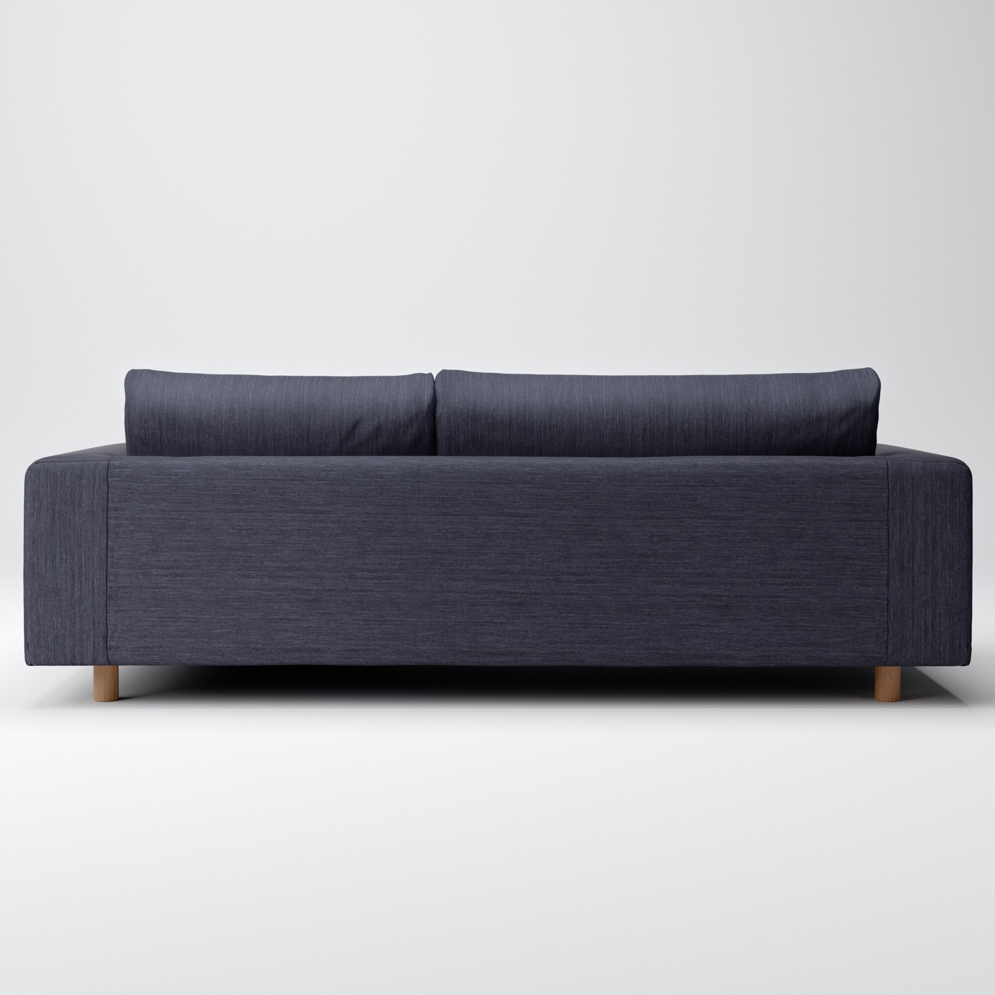 綿デニムソファ本体３シーターフェザーポケットコイルカウチタイプ左用カバーネイビー