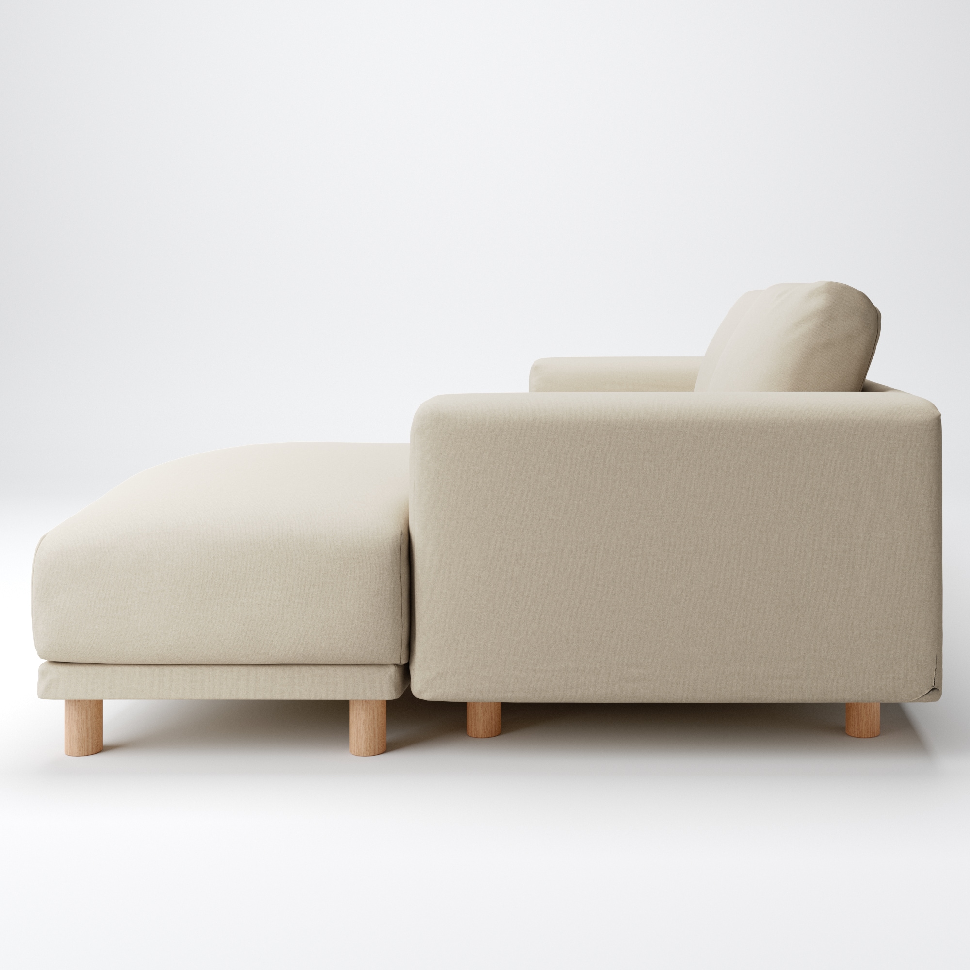 綿シェニールソファ本体３シーターフェザーポケットカウチタイプ左カバーライトグレー