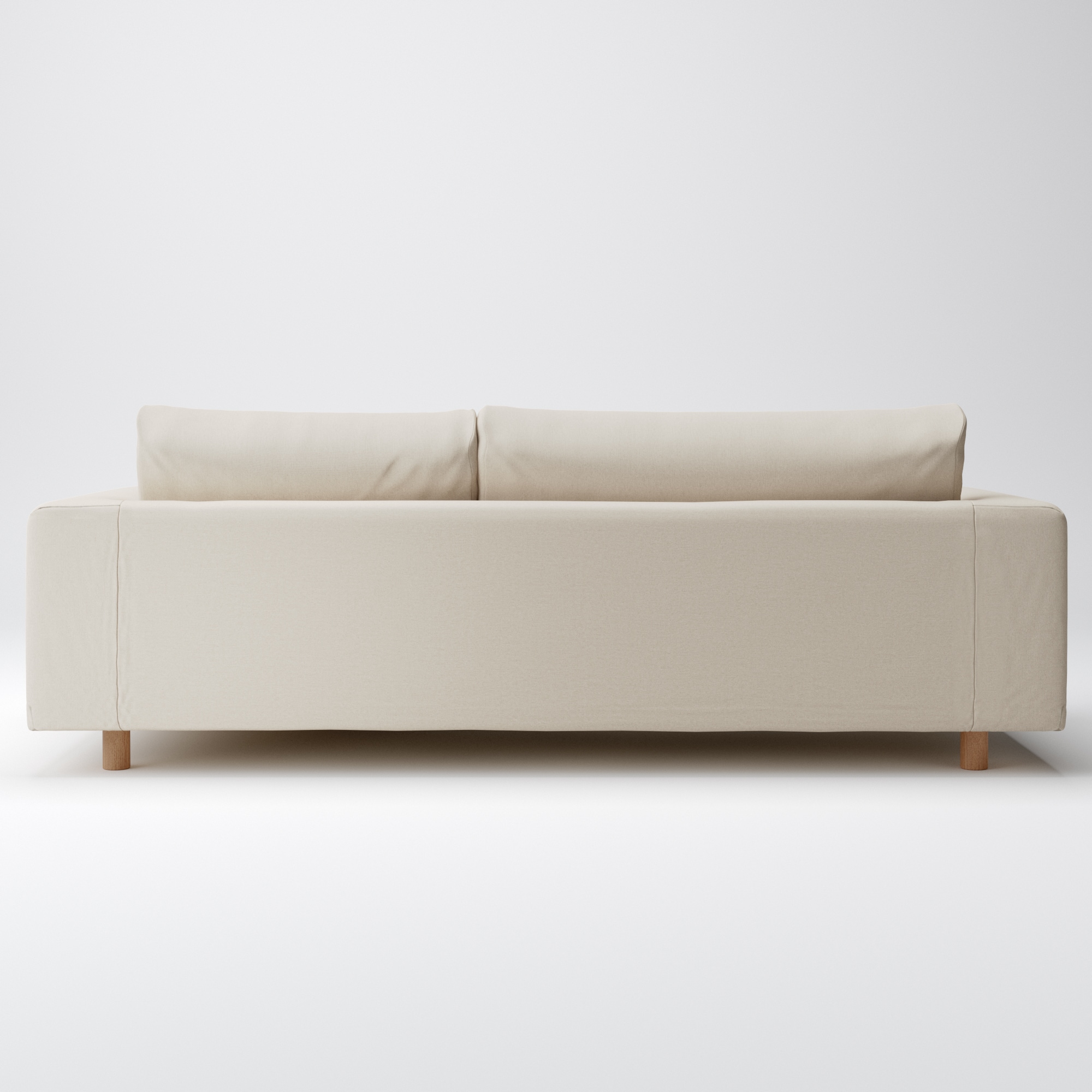 麻綿平織ソファ本体３シーターフェザーポケットコイル・カウチタイプ左用カバー／生成