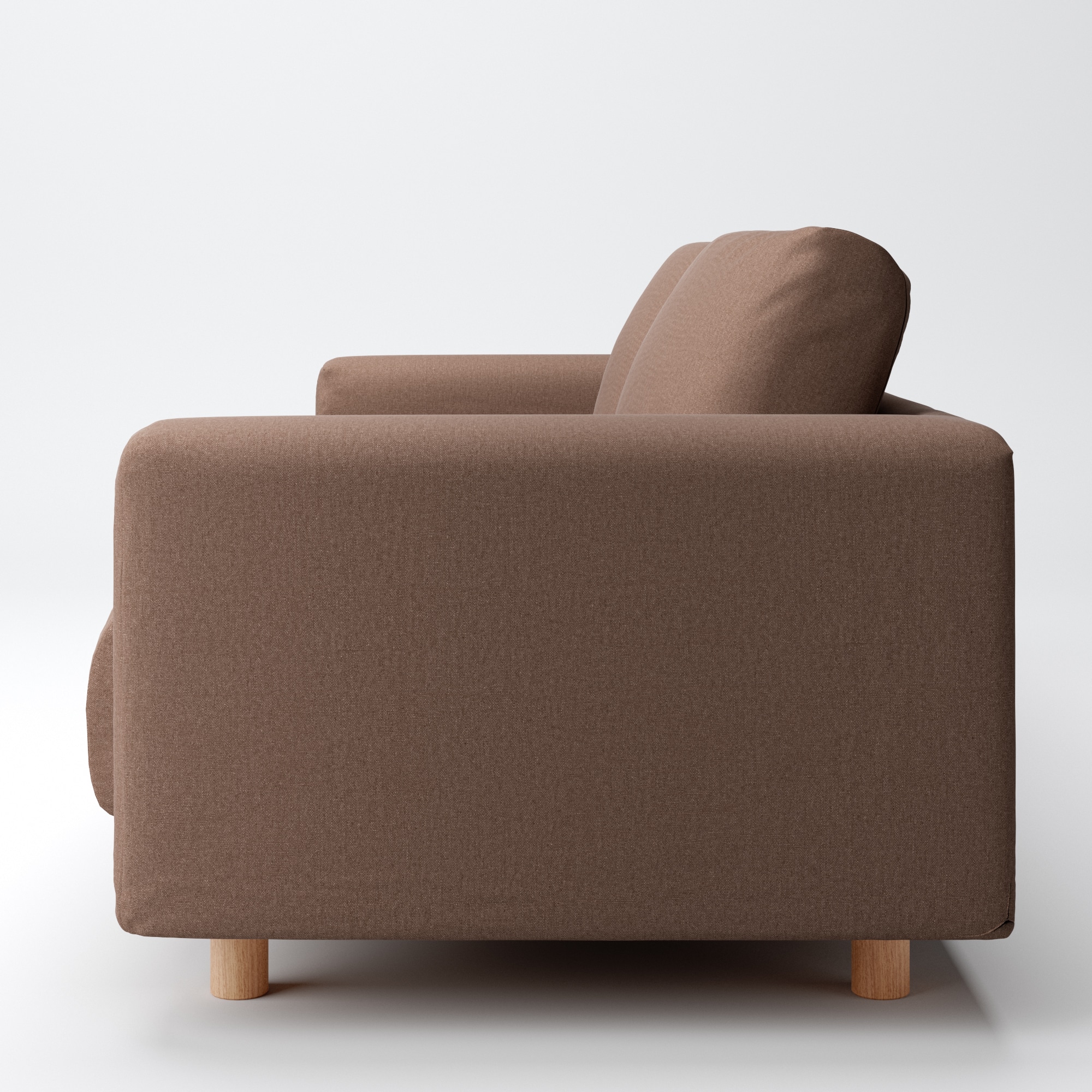 麻綿平織ソファ本体・３シーター・フェザー・ポケットコイル用カバー／ブラウン