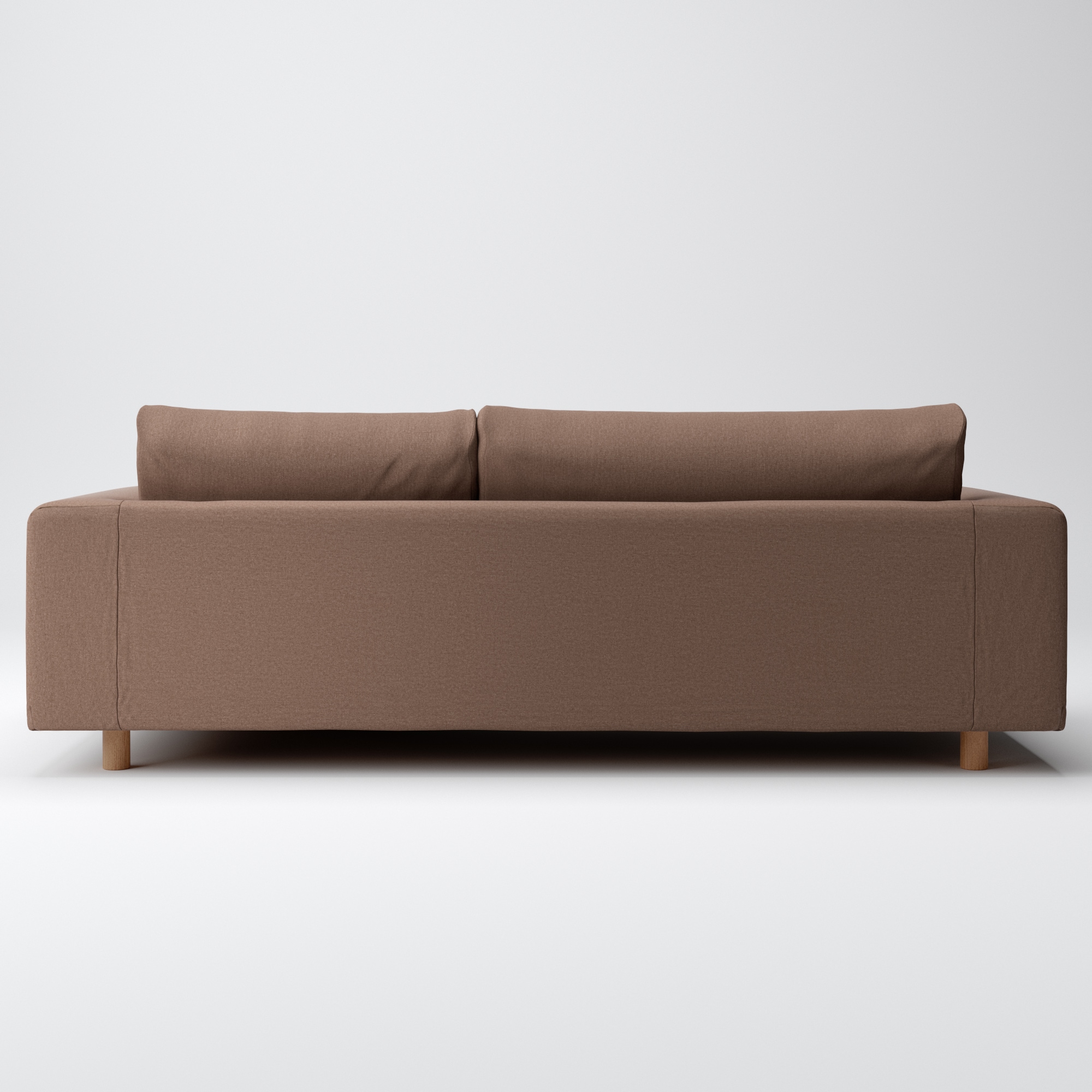 麻綿平織ソファ本体３シーターフェザーポケットコイルカウチタイプ左用カバーブラウン