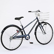 ２６型フル装備自転車・ネイビー オートライト・バスケット・後輪錠 