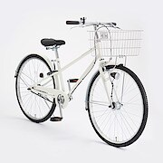 ２６型フル装備自転車・ベージュ オートライト・バスケット・後輪錠 