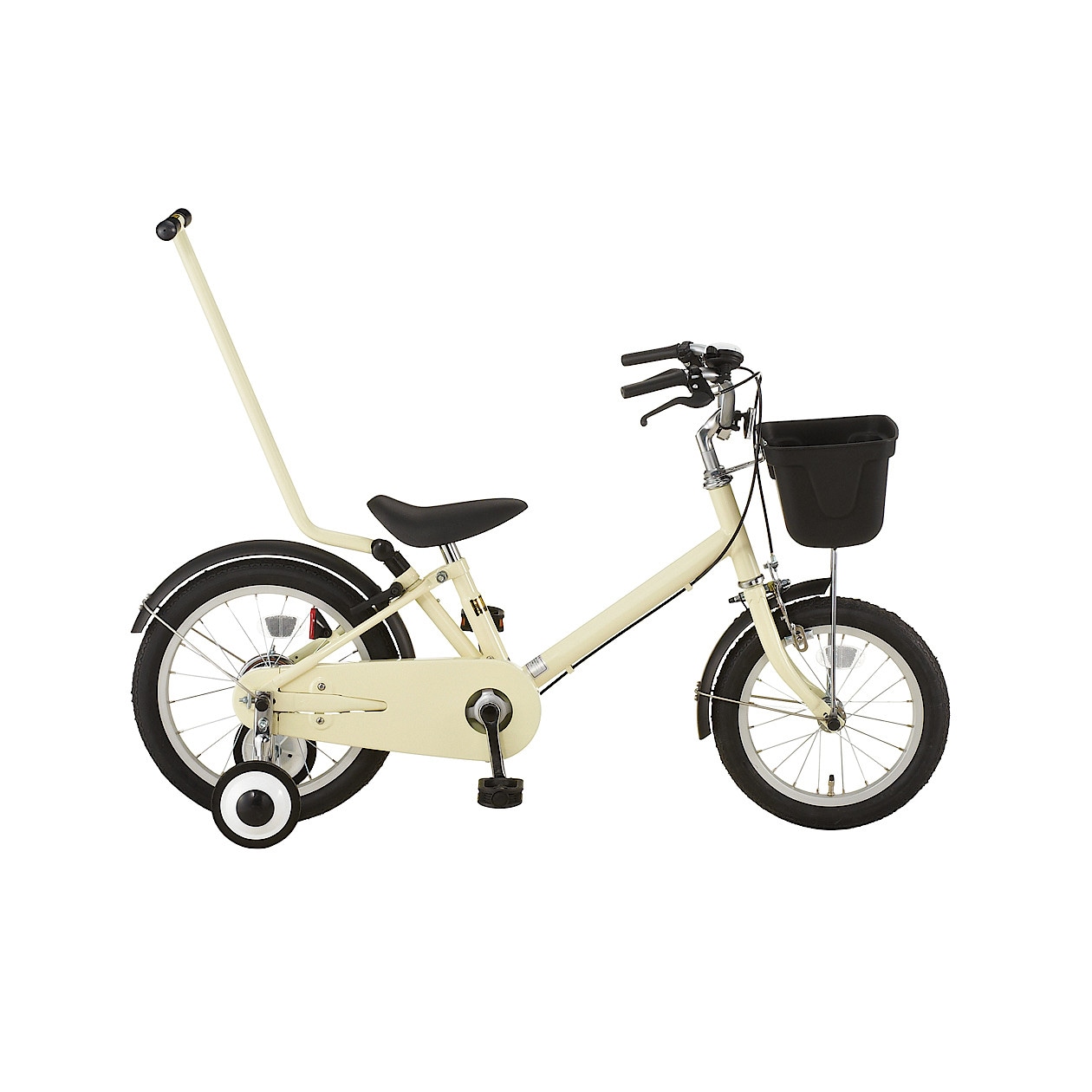 １６型幼児用自転車・押し棒付き アイボリー | 三輪車・こども自転車 