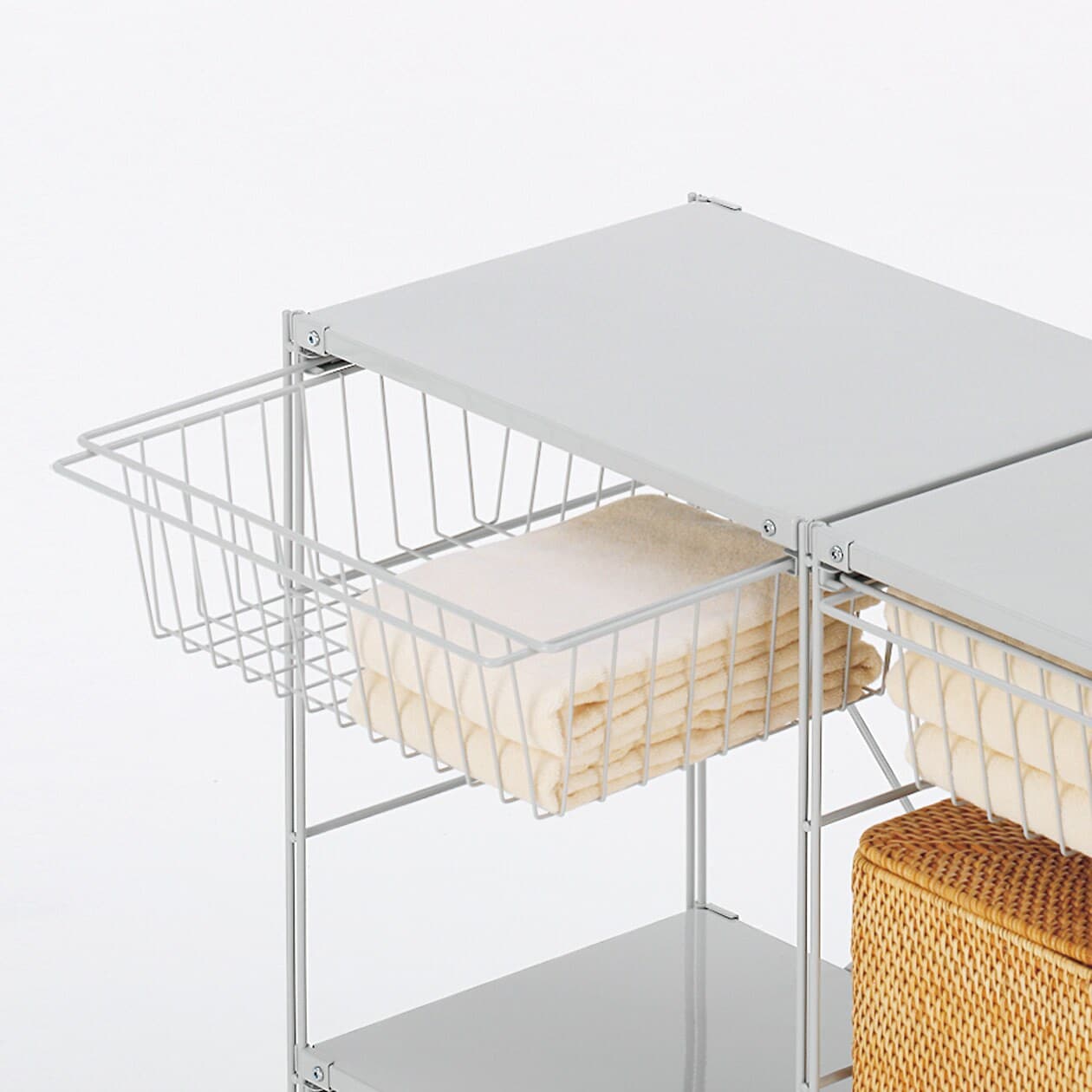 スチールユニットシェルフ・追加用ワイヤーバスケット・ライトグレー