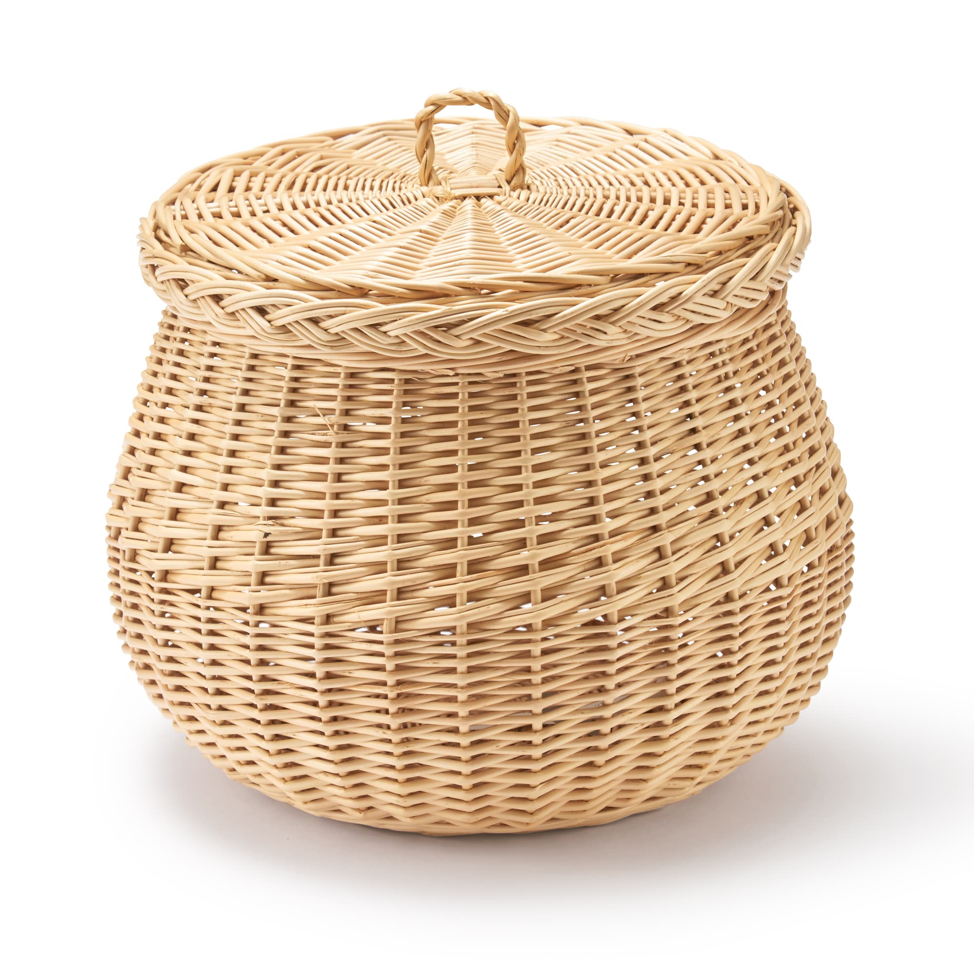 ウィロー・バスケット・フタ式・丸型・大