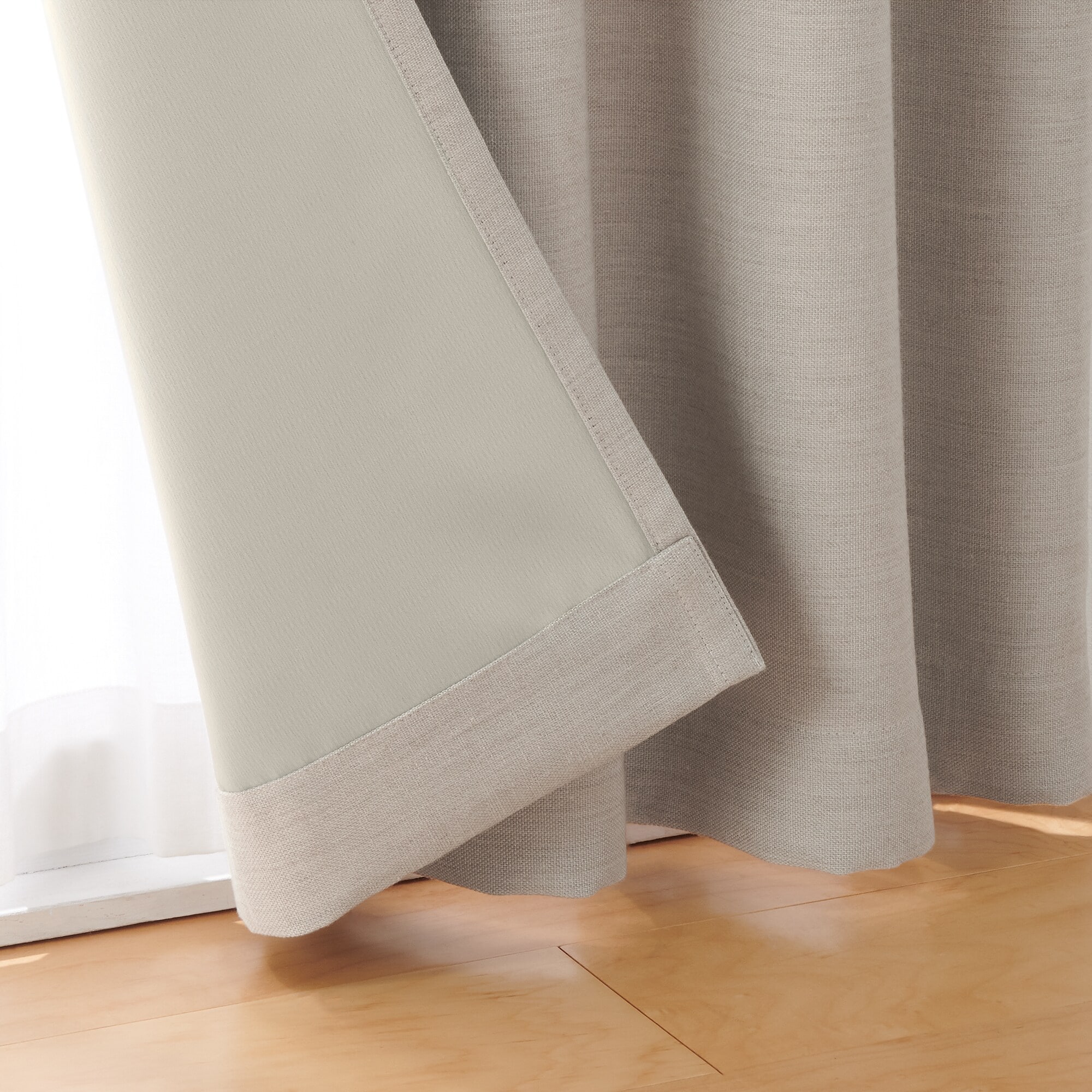 ポリエステルななこ織（防炎・遮光）ノンプリーツカーテン／ベージュ