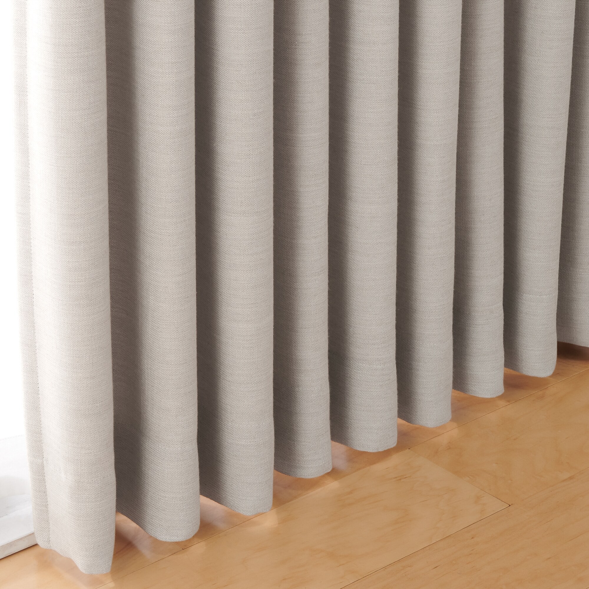 ポリエステルななこ織（防炎・遮光）プリーツカーテン２倍ヒダ／ベージュ