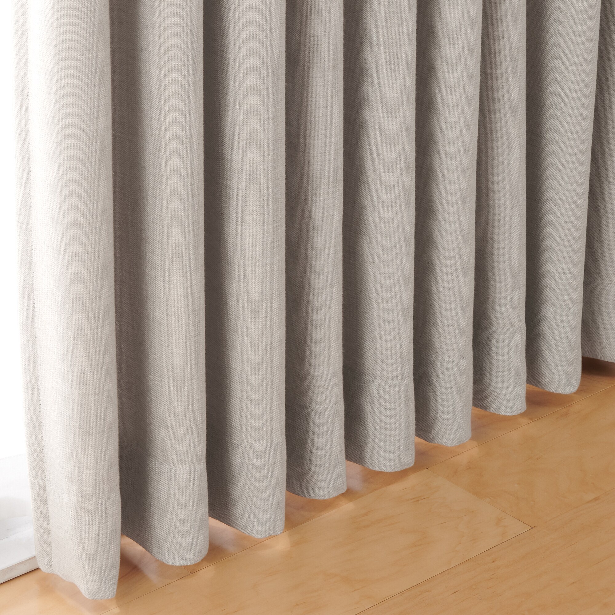 ポリエステルななこ織（防炎・遮光）プリーツカーテン２倍ヒダ／ベージュ
