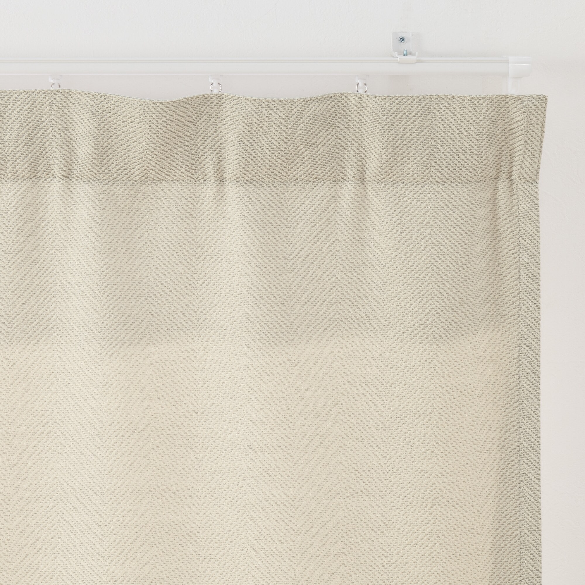 ポリエステルシェニールヘリンボーン（防炎）ノンプリーツカーテン／アイボリー