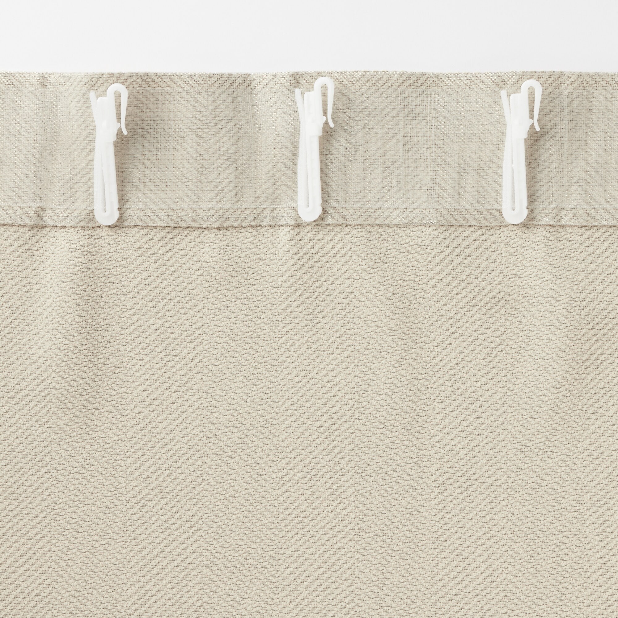 ポリエステルシェニールヘリンボーン（防炎）ノンプリーツカーテン／アイボリー