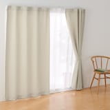 ポリエステルシェニールヘリンボーン（防炎）ノンプリーツカーテン／アイボリー