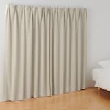 ポリエステルシェニールヘリンボーン（防炎）プリーツカーテン／遮光裏地付／アイボリ