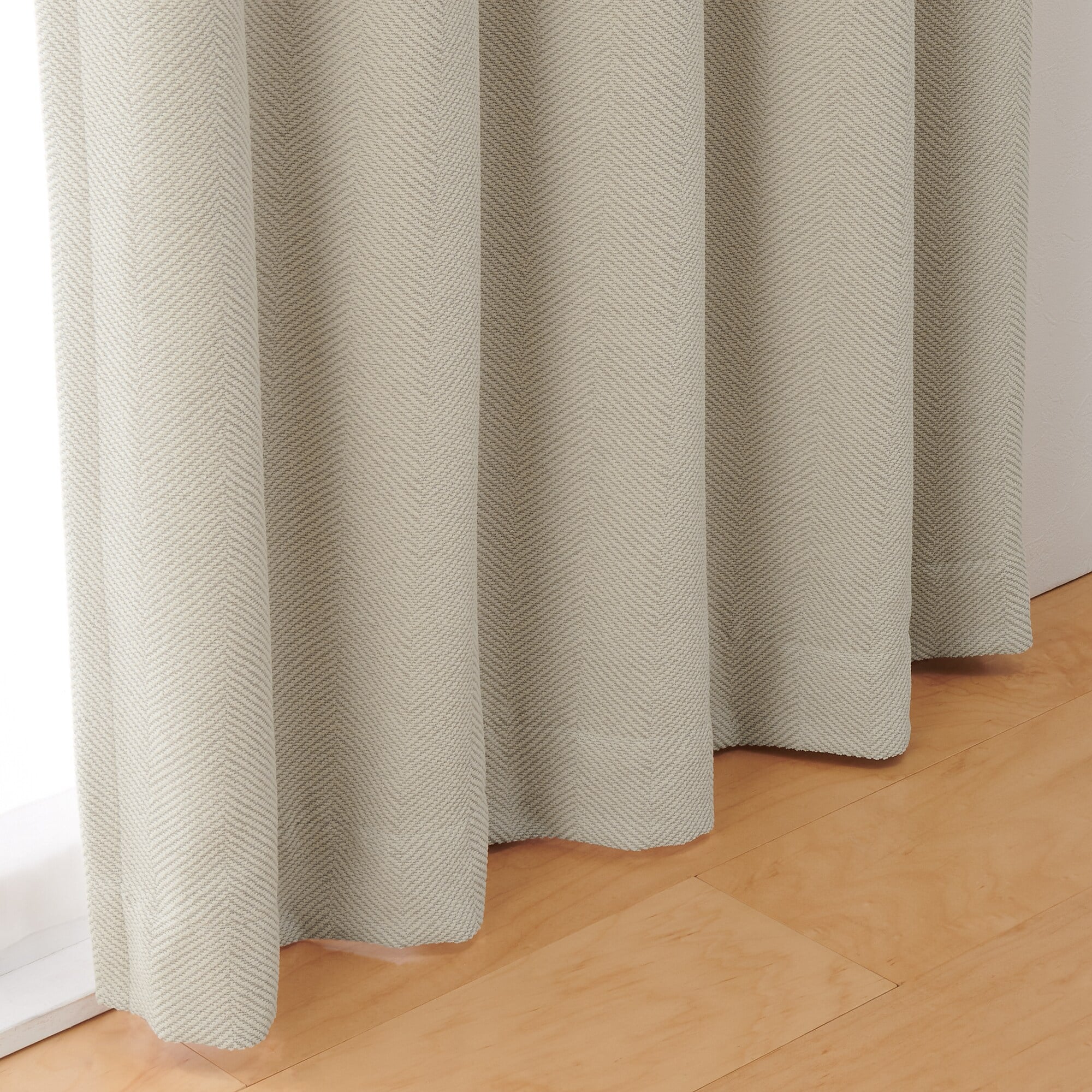 無印良品　ポリエステルシェニールヘリンボーン　ノンプリーツカーテン ポリエステルシェニールヘリンボーン（防炎）ノンプリーツ