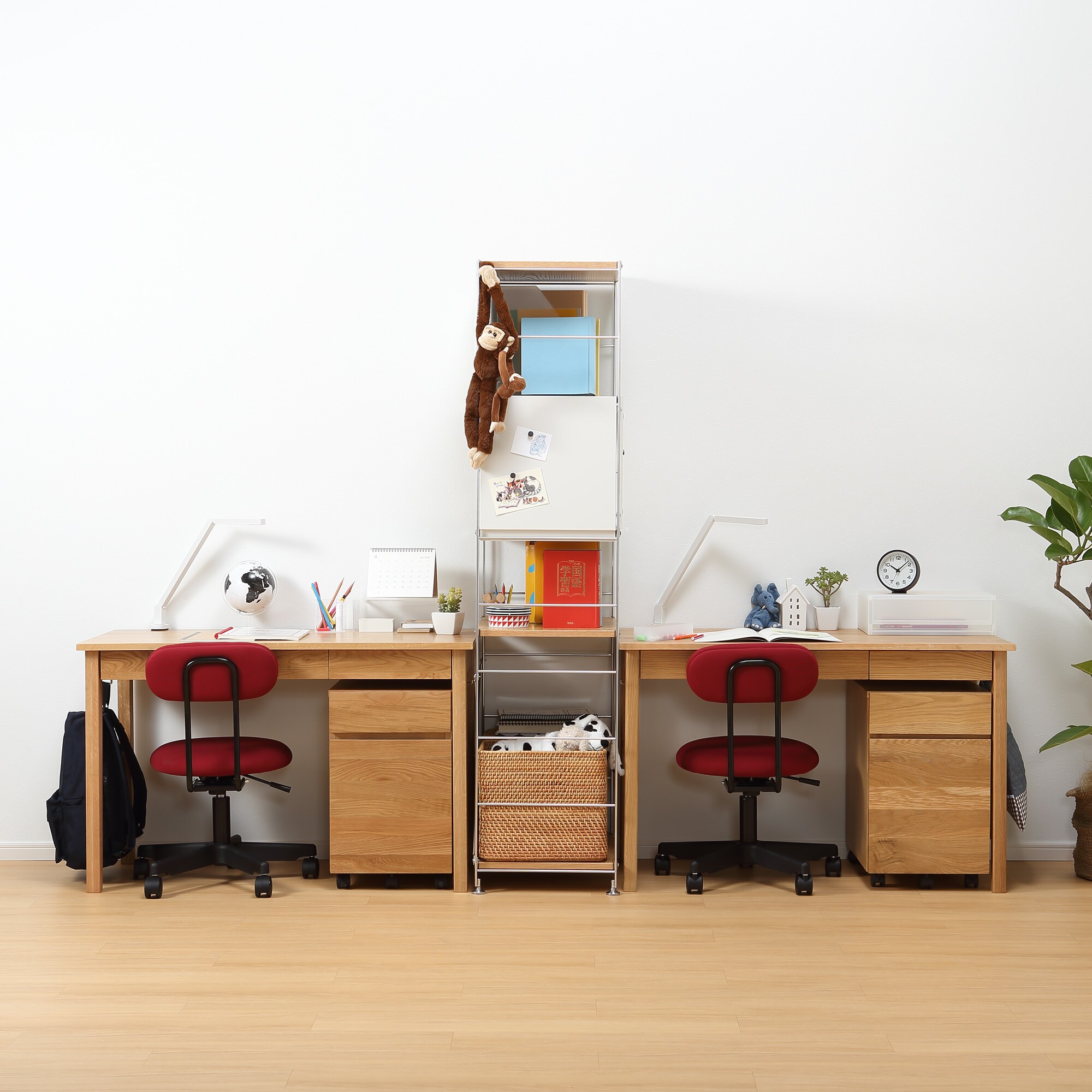 無垢材デスクキャビネット（引出２段）・オーク材